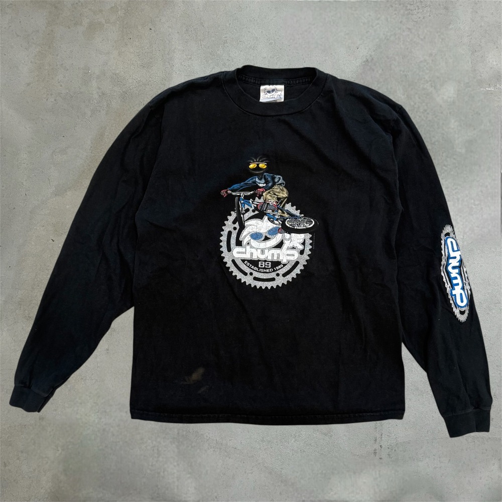 Y2K Chump Graphic T-Shirt adult Small Black BMX Long Sleeve Streetwear Vintage
